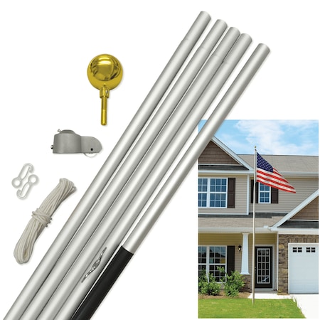 Sectional Flagpole 20' Satin Anodized Silver